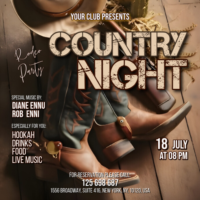Brown Vintage Country Night Square (1:1) template