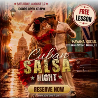 Marrón Cuban Salsa Night Instagram na Post Template