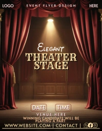 Brown Vintage Elegant Theater Stage Flyer For Play Auditions Flyer (us Letter) template