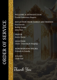 Brown Vintage Funeral Order Of Service Template A6