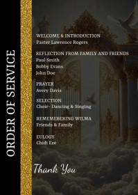 Brown Vintage Funeral Order Of Service Template A6