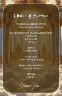 Brown Vintage Funeral Order Of Service Template Half Page Wide