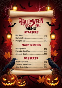 Brown Halloween Menu A4 Template