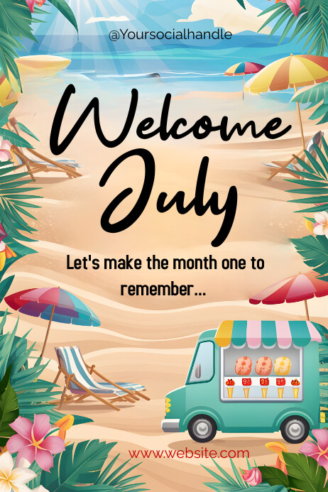 Brown Vintage Happy July Poster Template | PosterMyWall
