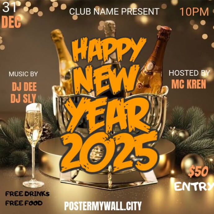 Brown Vintage Happy New Year 2025 Instagram Post template