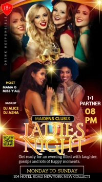 Brown Vintage Kitty Party Night Party  Instagram Story template