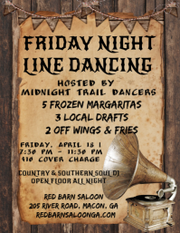 Brown Vintage Line Dancing Event Flyer template