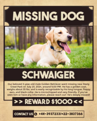 Oranje Missing Dog Poster Instagram Portrait Template