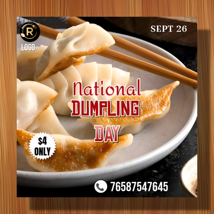 Brown Vintage National Dumpling Day Instagram Post template