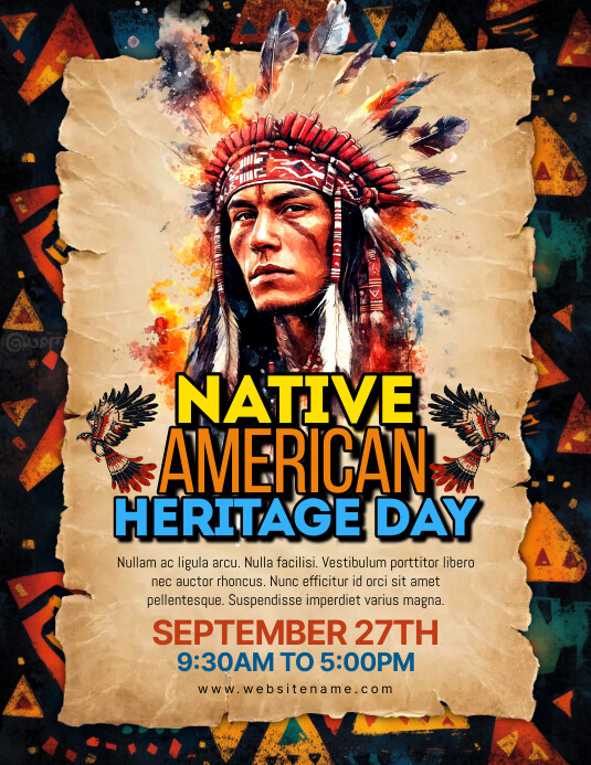 Brown Vintage Native American Day Flyer (us L Template | PosterMyWall