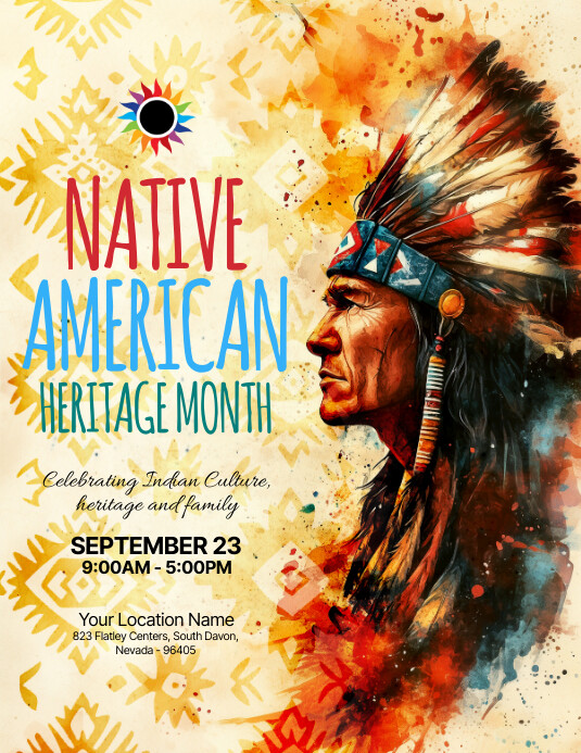 Brown Vintage Native American Day Flyer (us L template