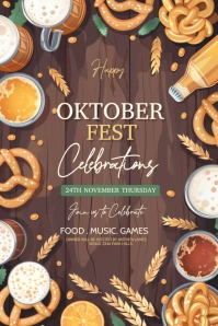 Brown Vintage Oktober Fest Poster Cartaz template