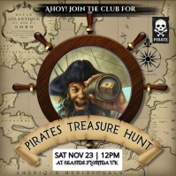 Brown Vintage Pirates Treasure Hunt  Square (1:1) template
