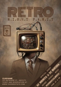 Brown Vintage Retro Night Party A4 template