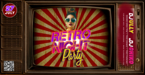 Brown Vintage Retro Night Party Gambar Bersam Изображение, которым поделились на Facebook template