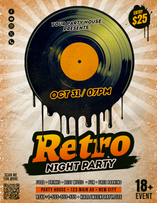 Brown Vintage Retro Party Flyer (us Letter) template