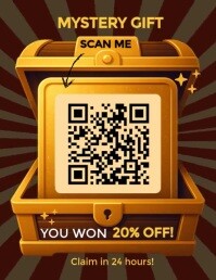 Brown Vintage Scan & Win!" Qr Code Design Template Flyer (us Letter)