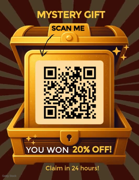 Brown Vintage Scan & Win!" Qr Code Design Template Flyer (us Letter) 传单(美国信函)