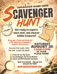 Brown Vintage Scavenger Hunt Flyer (us Letter) 传单(美国信函) template