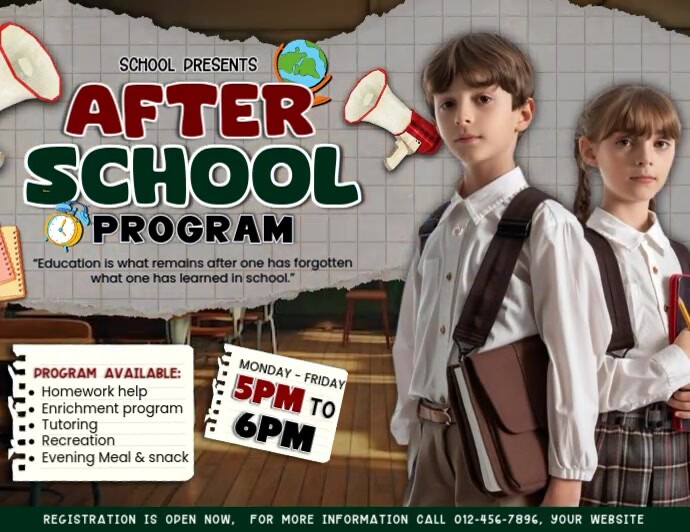 Brown Vintage School After School Program Flyer (us Letter) Template ...