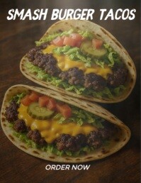 Brown Vintage Smash Burger Tacos Promo  Flyer (us Letter) template