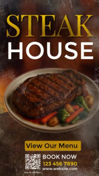 Brown Vintage Steak House Ad Instagram Reel template