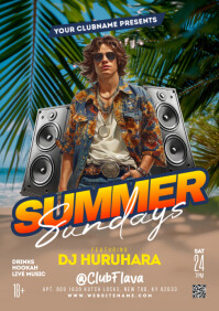 Brown Vintage Summer Party A5 template