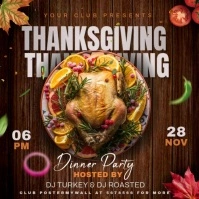Brown Vintage Thanksgiving Diner Party Instagram Post template