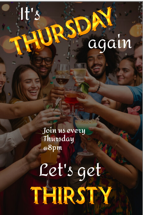 Brown Vintage Thirsty Thursday Flier Design Plakkaat template