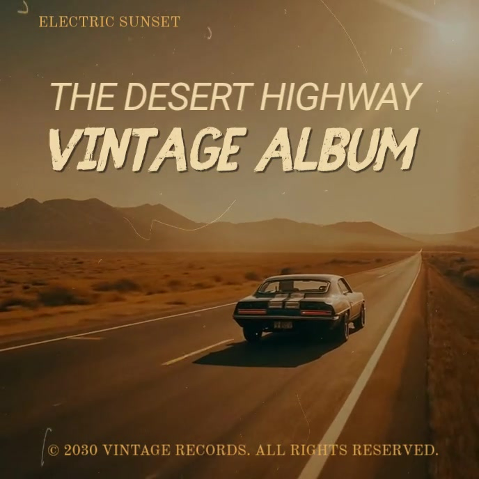 Brown Vintage Desert Road Album Cover Template For Musicians And Bands ...