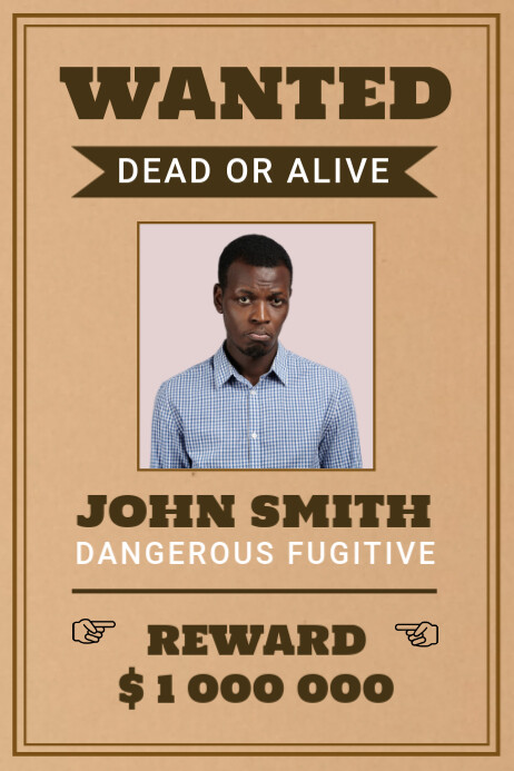 Brown Vintage Wanted Criminal Poster template