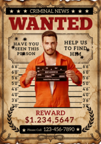 Коричневый Wanted Poster A2 Template