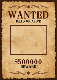 Brown Vintage Wanted Poster A6 template