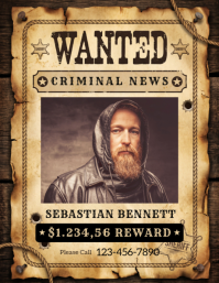 Marron Wanted Poster ใบปลิว Template