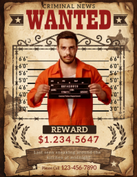 สีน้ำตาล Wanted Poster Løbeseddel Template
