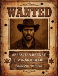棕色 Wanted Poster Ulotka Template