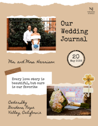 Brązowy Wedding Journal Pamflet Template - Page 1