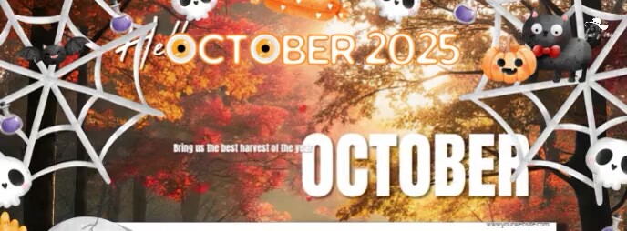 Brown Vintage Welcome October Hello Scary October Facebook Cover Photo ...