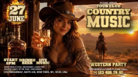 Brown Western Party Pantalla Digital Template