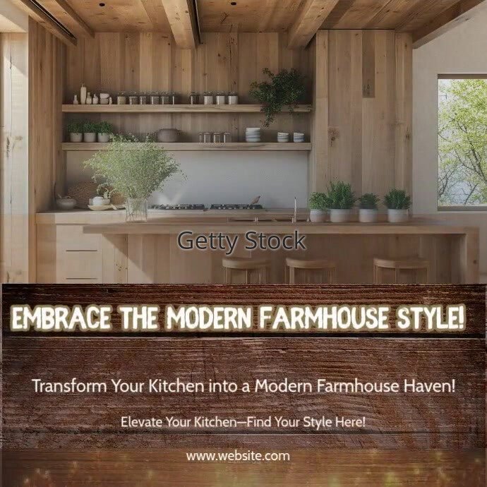 Brown Vintage Wood Kitchen Square (1:1) template