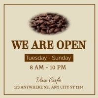 Brown We Are Open Instagram Post template