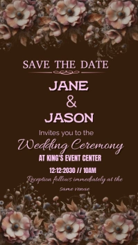 Brown  Wedding Card  Digital Display (9:16) template