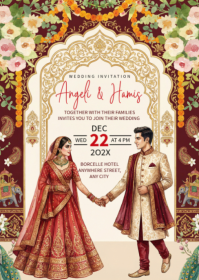 Brown Wedding Invitation A6 template