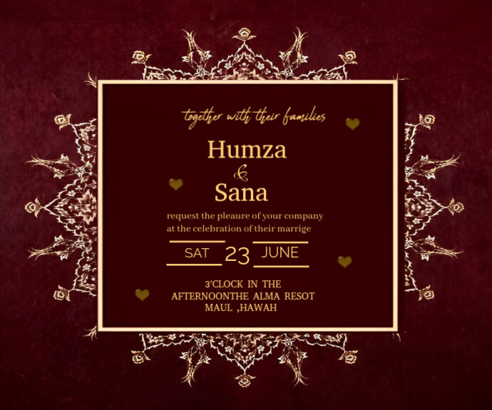Medium Invitation Brown Wedding Invitation Card Design Template Medium Rectangle ...