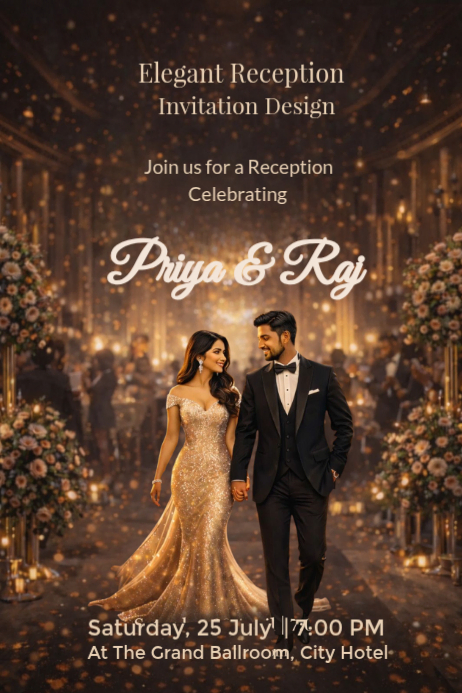 Sample Reception Poster Modèle Brown Wedding Reception Poster | PosterMyWall
