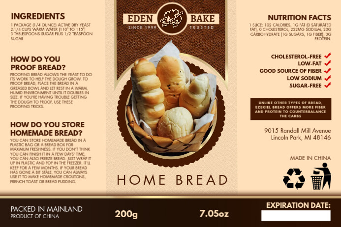 Bread Label Layout Brown Wheat Bread Packing Label Template | PosterMyWall
