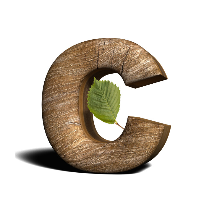 Brown Wooden Letter C Decor, Letter Typeface, Logo template