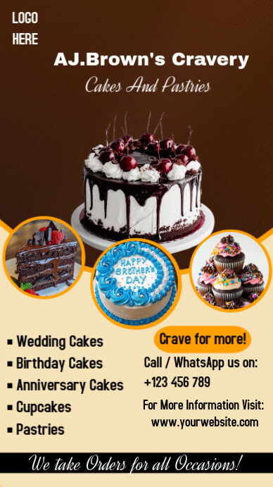 Brown World Baking Day Digital Display (9:16) Template | PosterMyWall