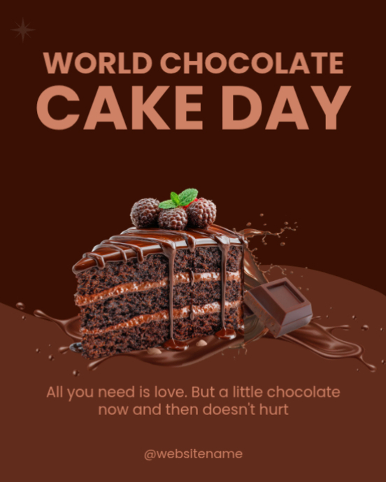 Brown World Chocolate Cake Day Instagram Portrait Template | PosterMyWall