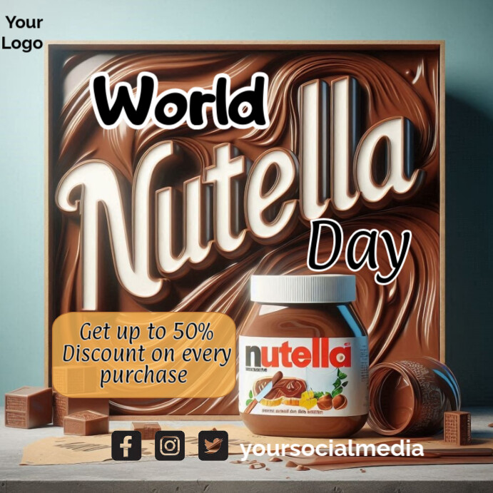 Plantilla de Brown World Nutella Day Image Poster Template Instagram ...